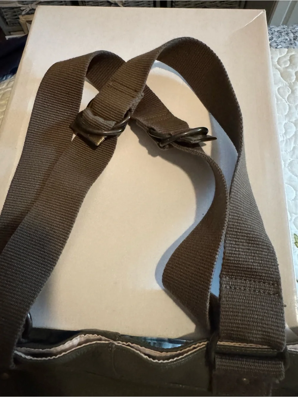 GAP Olive Green Pebbled Leather Shoulder Tote